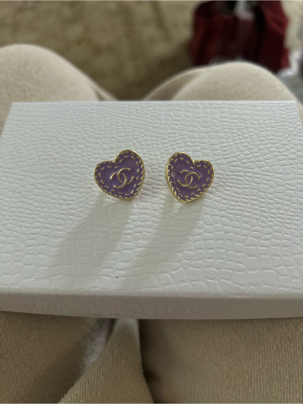 Gold & purple Heart Stud Earrings - Classic Women’s Jewelry, NWOT